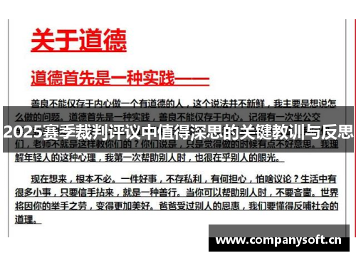 2025赛季裁判评议中值得深思的关键教训与反思