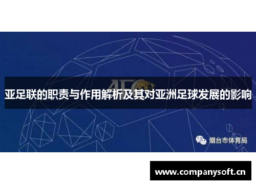 亚足联的职责与作用解析及其对亚洲足球发展的影响