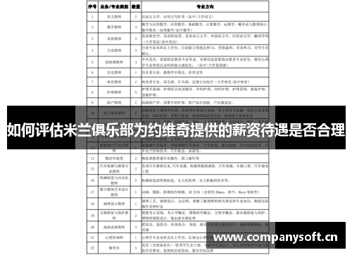 如何评估米兰俱乐部为约维奇提供的薪资待遇是否合理